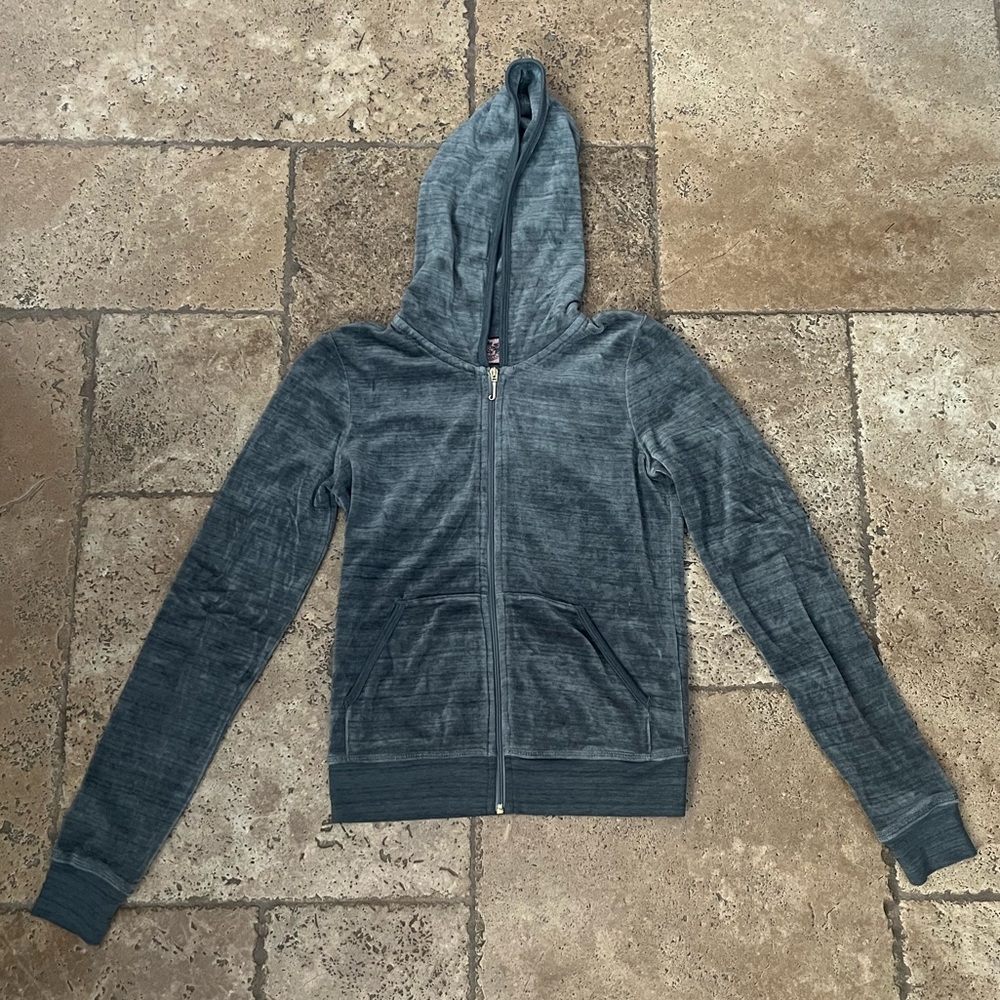 JUICY COUTURE gray soft velvet zip up jacket size S
